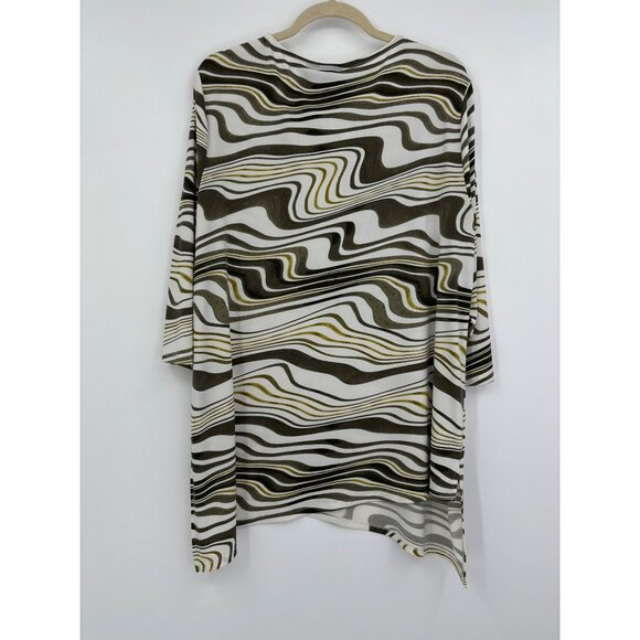 Chico's Travelers Swirl Print Stretch Blouse Top Olive Green Size 3 (16) XL - Picture 5 of 5